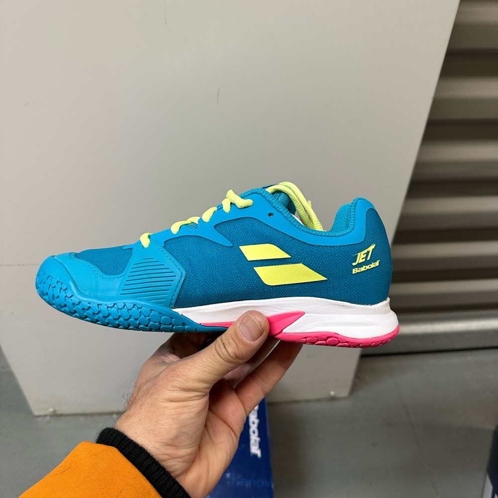 Babolat tennis shose size  3. 3.5 4 5kids color blue yellow white - Picture 2 of 10